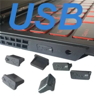 Kit de 5 tampas /capinhas protetoras USB pretas