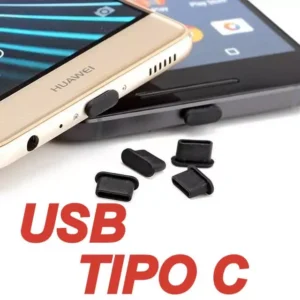 Kit de 10 tampas /capinhas protetoras USB TIPO C pretas