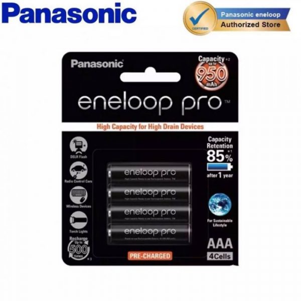 Kit 4 pilhas recarregaveis AAA Eneloop pro Panasonic 950 mah 1,2 V