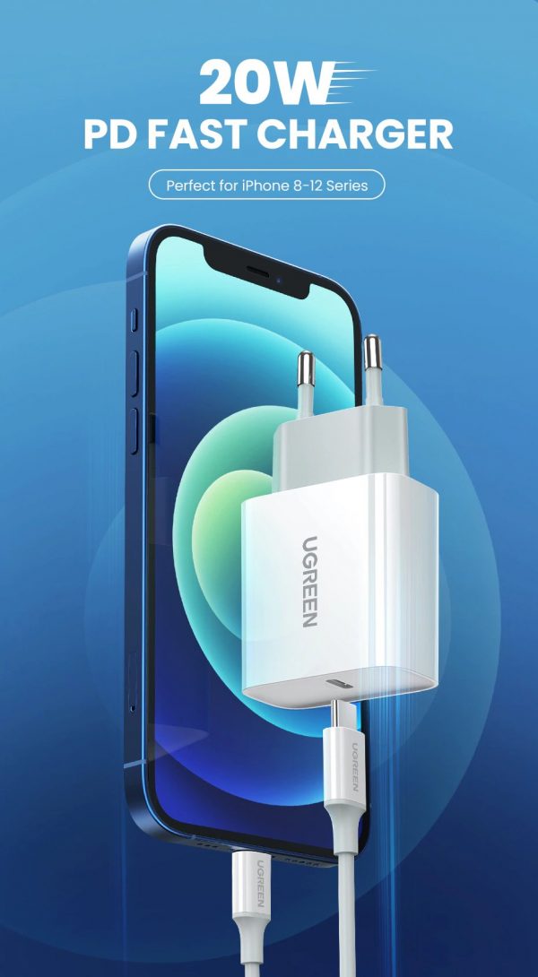 Carregador iphone pd fast charger pd 20w + Cabo Ugreen mfi certified  Apple-1m - Imagem 4