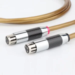 1 Cabo interconexao XLR hexlink 5 c com plugs Fibra de carbono 9.00 mm prata puro high end - 2 m 