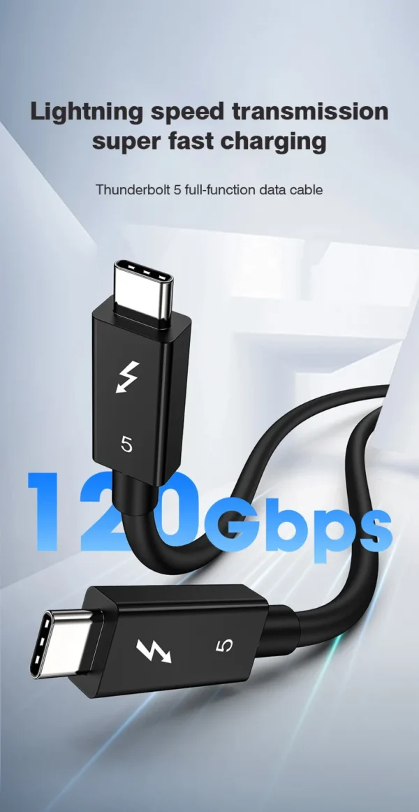 Cabo Thunderbolt 5  USB-C  x Thunderbolt 5  USB-C - 16k - 120 gpbs - 1,5 m - Imagem 3