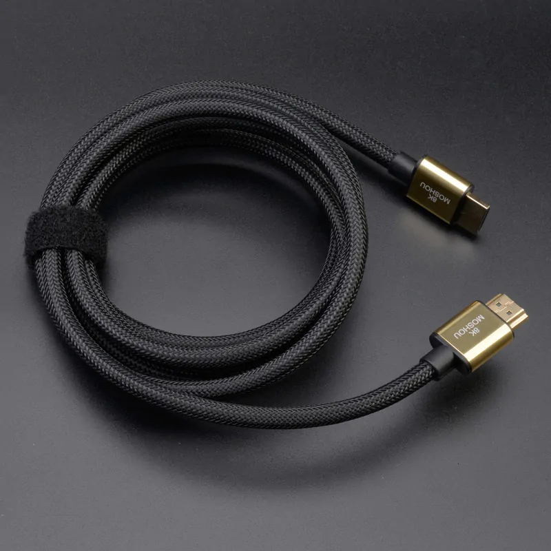Cabo HDMI 2.1 8k/240Hz  trançado prata - Moshou - 2m - Imagem 4