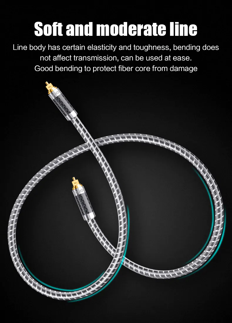 Cabo Ótico de Áudio Fibra de Carbono Moshou - 2m - Imagem 5