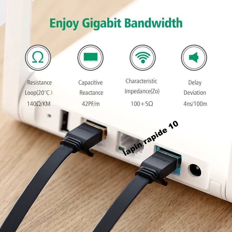 Cabo de rede ugreen cat 7 flat de alta velocidade 600 mhz / 10gbps- 2m - Imagem 3