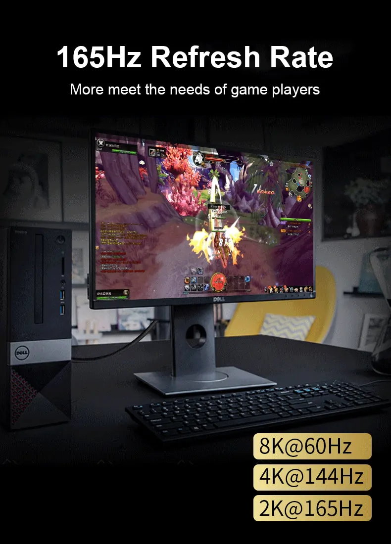 Novo cabo display port 1.4 Moshou 8K FIBRA OTICA - top de linha -240 Hz/ gamer/ monitor  - 3m - Imagem 3