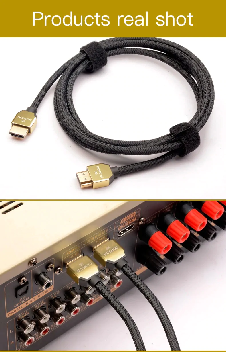 Cabo HDMI 2.1 8k/240Hz trançado prata MODELO SLIM - Moshou - 1.5 m - Imagem 9