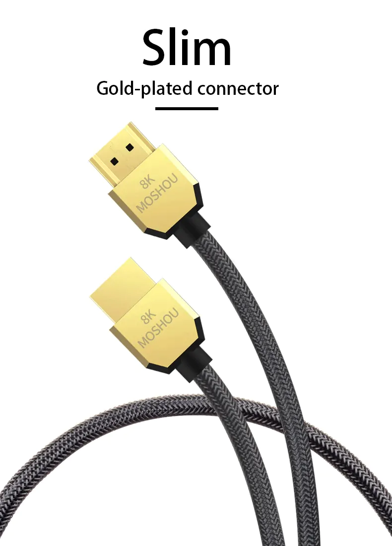 Cabo HDMI 2.1 8k/240Hz trançado prata MODELO SLIM - Moshou - 1.5 m - Imagem 7