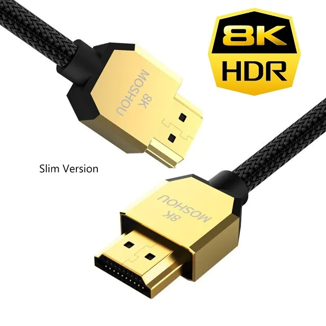 Cabo HDMI 2.1 8k/240Hz trançado prata MODELO SLIM - Moshou - 1.5 m - Imagem 4
