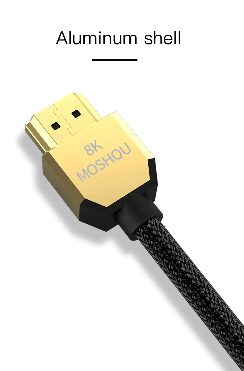Cabo HDMI 2.1 8k/240Hz trançado prata MODELO SLIM - Moshou - 1.5 m - Imagem 2