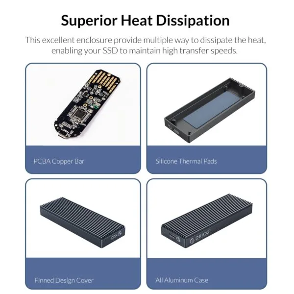 Case Rígido para leitura externa Orico de NVME  SSD  20 G - Imagem 4