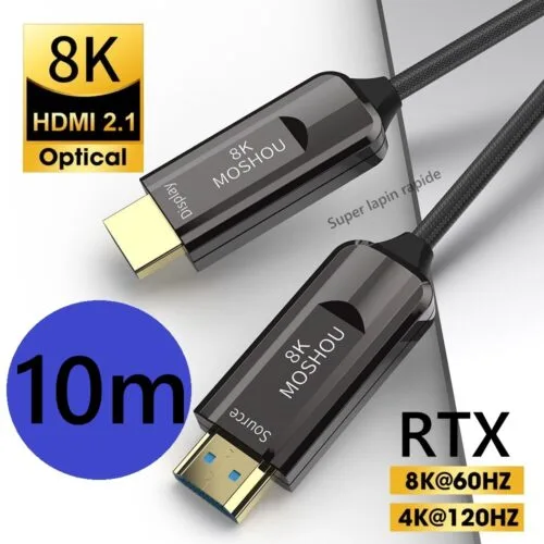Cabo HDMI 2.1 8k/240Hz Fibra Ótica -UPGRADED RTX -  Moshou - 10m