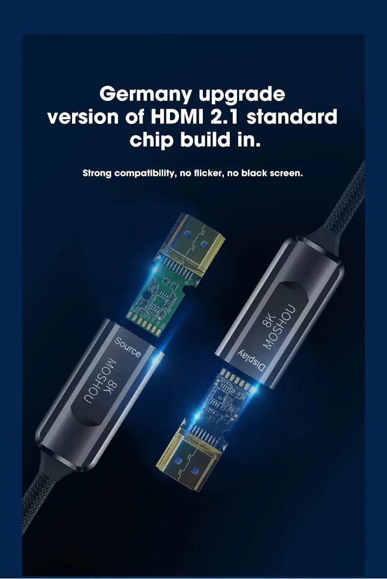 Cabo HDMI 2.1 8k/240Hz Fibra Ótica -UPGRADED RTX -  Moshou - 2m - Imagem 6