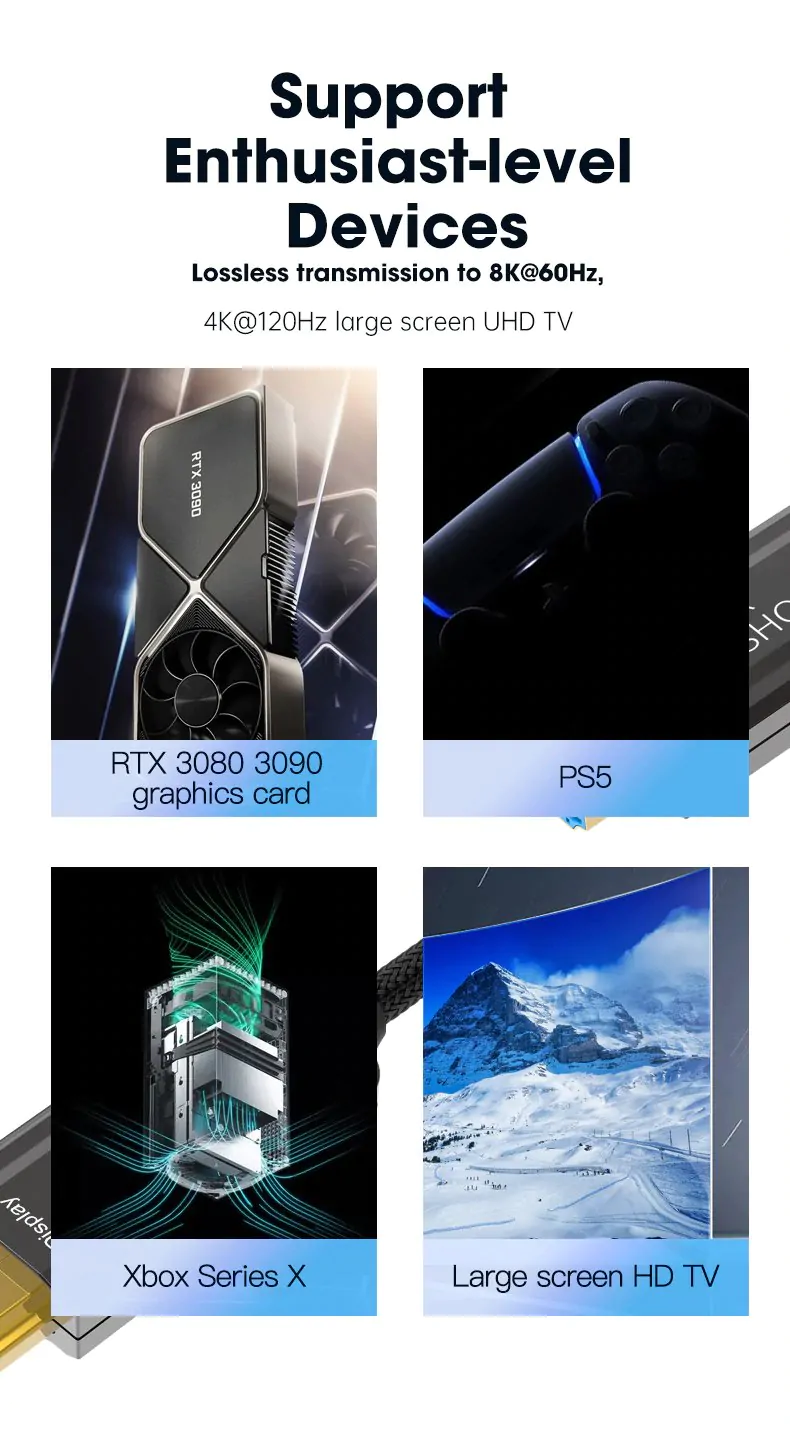 Cabo HDMI 2.1 8k/240Hz Fibra Ótica -UPGRADED RTX -  Moshou - 2m - Imagem 5