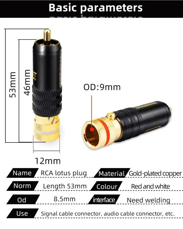 4 Plugs RCA Banana  10mm - WBT 0144 - Imagem 3