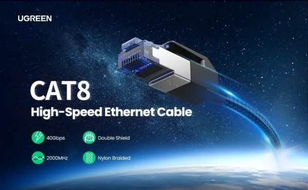 Cabo de rede ugreen cat 8 round de alta velocidade 2000 mhz / 40 gbps- cotton braid 15m - Imagem 3