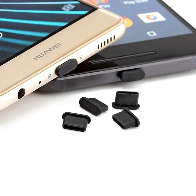 Kit de 10 tampas /capinhas protetoras USB TIPO C pretas - Imagem 2