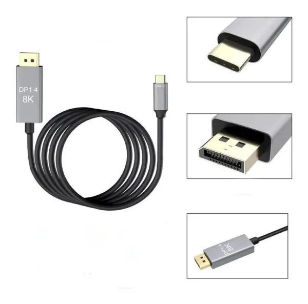 Cabo adaptador Tipo c X   displayport 1.4 8k  - 1m - Imagem 13