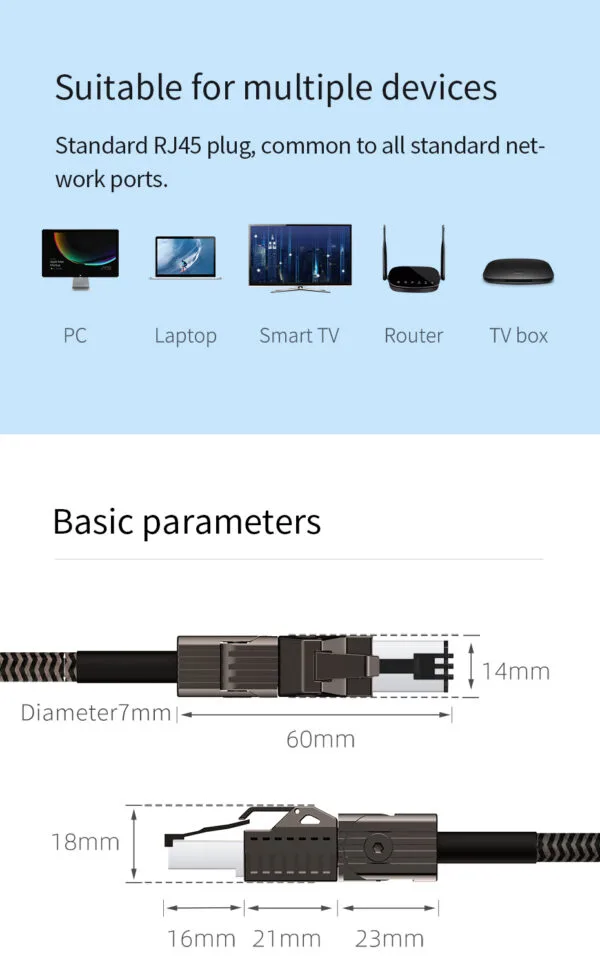 Cabo de rede Hagibis Cat 8 articulado e blindado alta velocidade 2000 mhz / 40 gbps- 0,5 m - Imagem 4