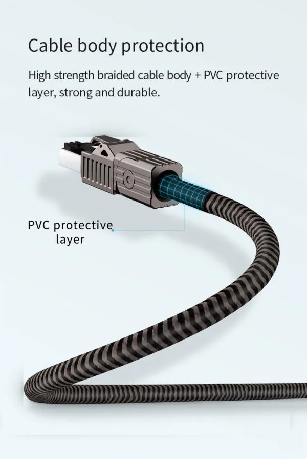 Cabo de rede Hagibis Cat 8 articulado e blindado alta velocidade 2000 mhz / 40 gbps- 0,5 m - Imagem 11