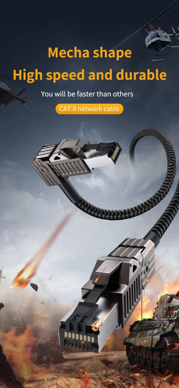 Cabo de rede Hagibis Cat 8 articulado e blindado alta velocidade 2000 mhz / 40 gbps- 0,5 m - Imagem 13