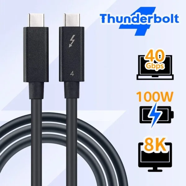 Cabo Thunderbolt 4  x Thunderbolt 4  pd 100 w 8k   -0,50m - Imagem 3