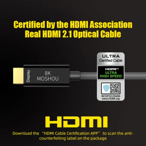 Cabo HDMI 2.1 8k/240Hz Fibra Ótica -PEAK VERSION -  Moshou - 1,5 m - Imagem 6