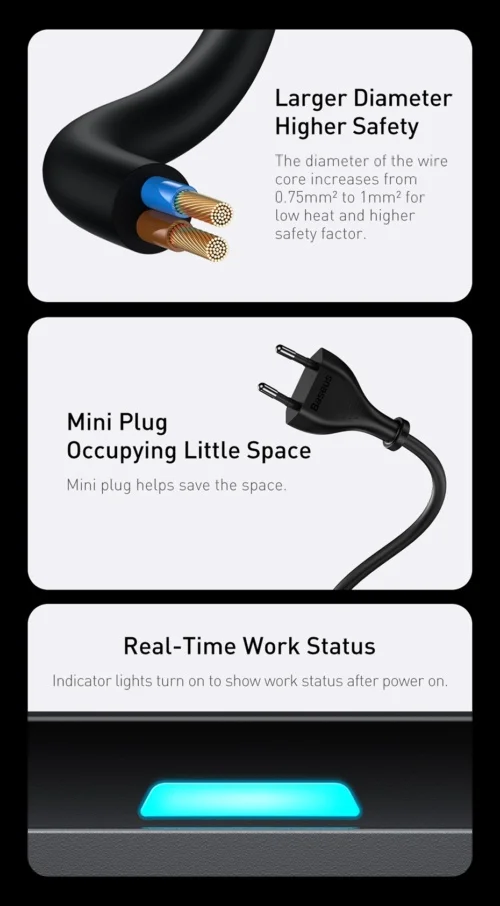 Carregador Baseus pd fast charger pd 100w com 4 entradas ideal mac book pro / iphone + Cabo tipo c nas 2 pontas - 1m + cabo alimentacao 1,5 m - Imagem 10